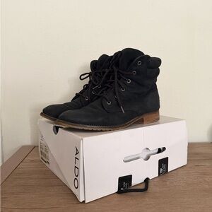 Aldo Dark Leather Ankle Boots